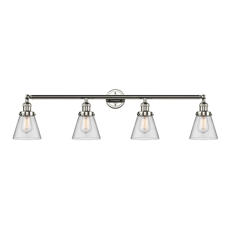 Cone Bath Vanity Light shown in the Polished Nickel finish with a Clear shade