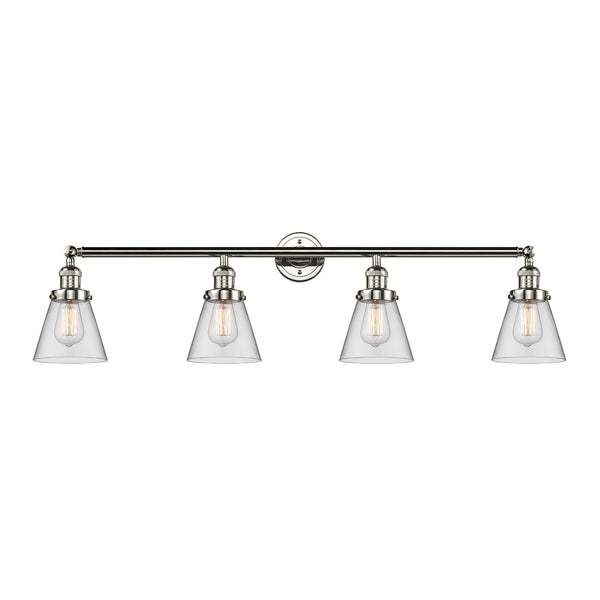 Cone Bath Vanity Light shown in the Polished Nickel finish with a Clear shade