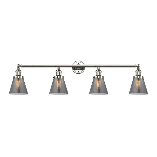 Cone Bath Vanity Light shown in the Polished Nickel finish with a Plated Smoke shade