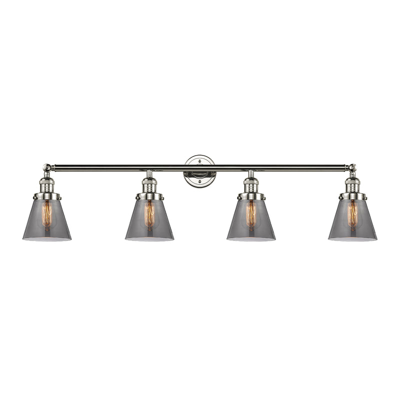 Cone Bath Vanity Light shown in the Polished Nickel finish with a Plated Smoke shade