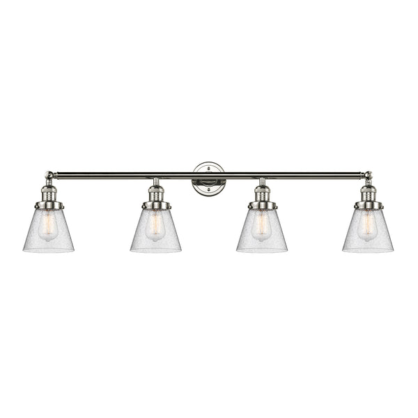 Cone Bath Vanity Light shown in the Polished Nickel finish with a Seedy shade