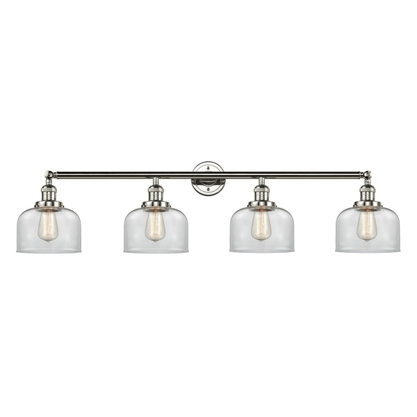 Bell Bath Vanity Light shown in the Polished Nickel finish with a Clear shade