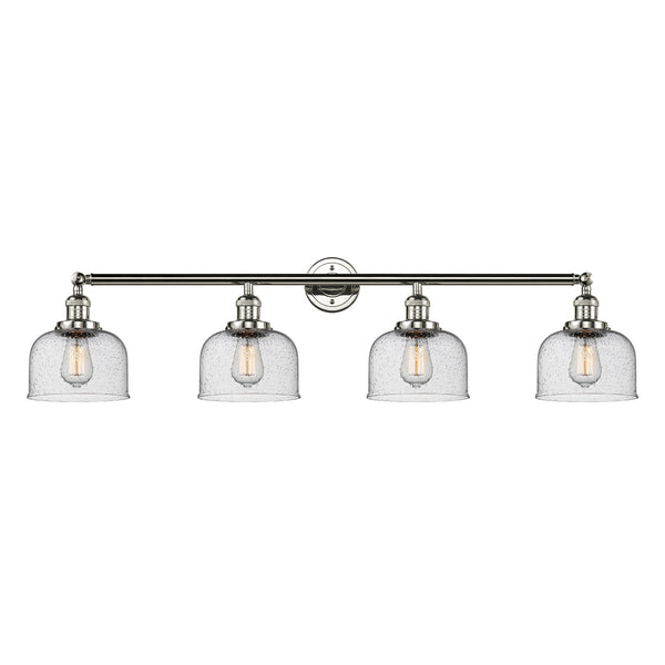 Bell Bath Vanity Light shown in the Polished Nickel finish with a Seedy shade