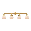 Fulton Bath Vanity Light shown in the Satin Gold finish with a Matte White shade