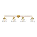 Fulton Bath Vanity Light shown in the Satin Gold finish with a Clear shade