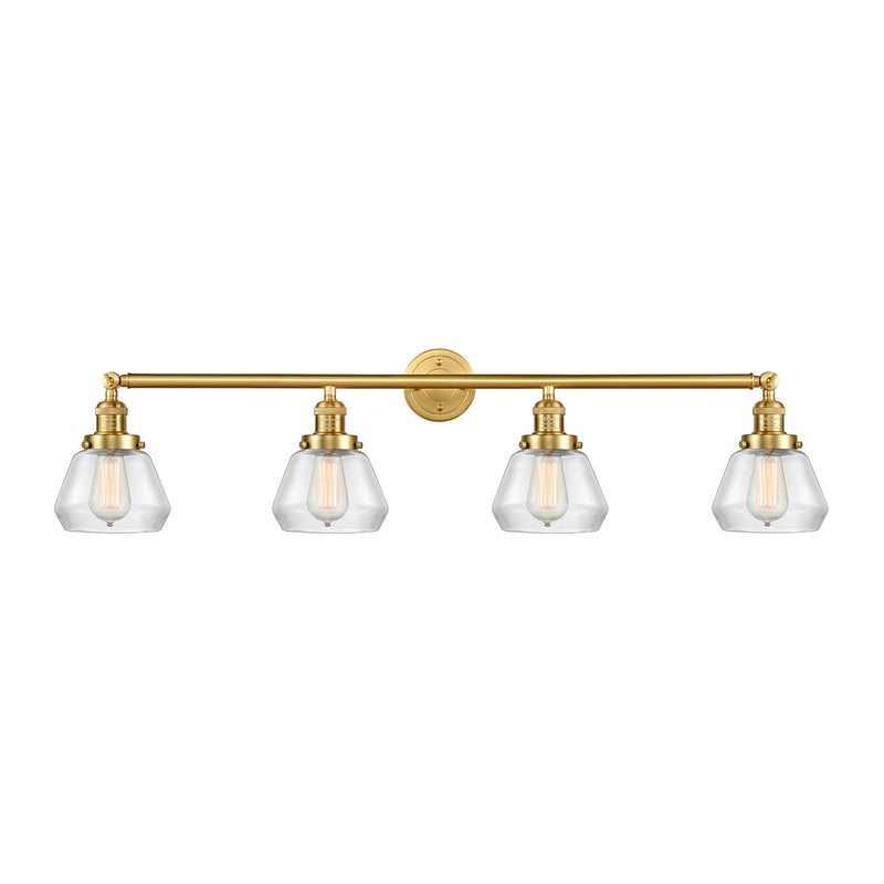 Fulton Bath Vanity Light shown in the Satin Gold finish with a Clear shade