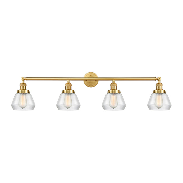 Fulton Bath Vanity Light shown in the Satin Gold finish with a Clear shade