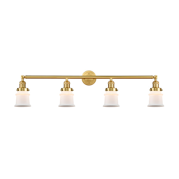 Canton Bath Vanity Light shown in the Satin Gold finish with a Matte White shade