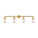 Canton Bath Vanity Light shown in the Satin Gold finish with a Matte White shade