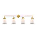 Canton Bath Vanity Light shown in the Satin Gold finish with a Matte White shade