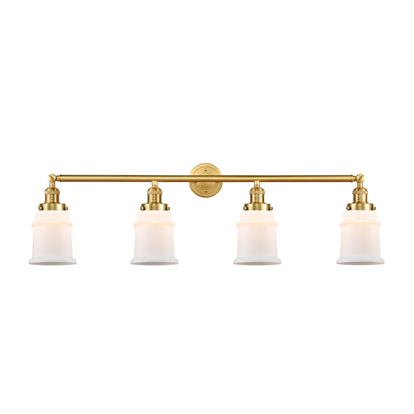 Canton Bath Vanity Light shown in the Satin Gold finish with a Matte White shade