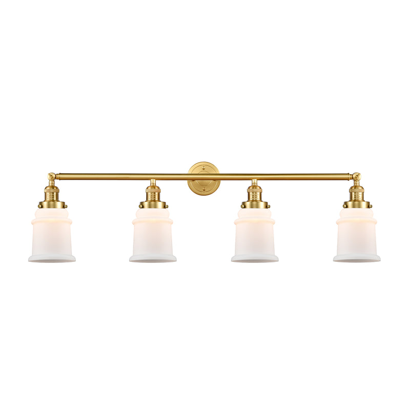 Canton Bath Vanity Light shown in the Satin Gold finish with a Matte White shade