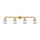 Canton Bath Vanity Light shown in the Satin Gold finish with a Clear shade