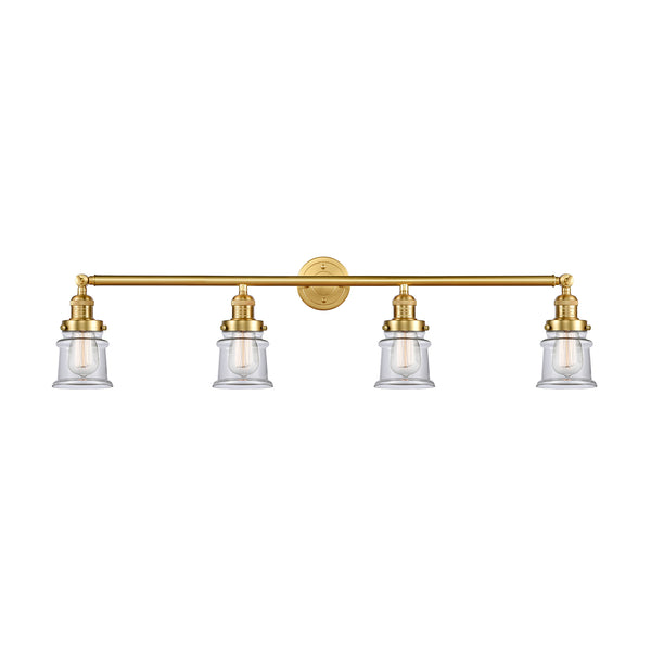 Canton Bath Vanity Light shown in the Satin Gold finish with a Clear shade