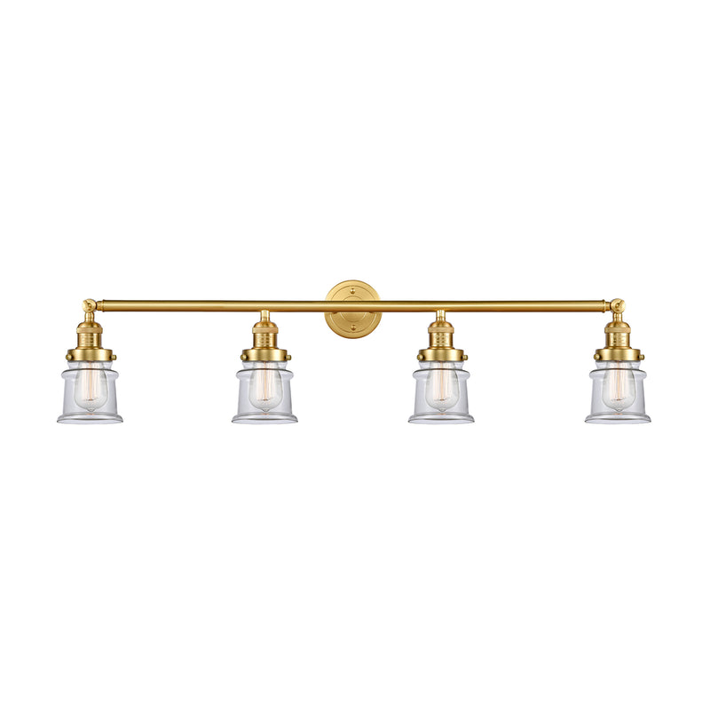 Canton Bath Vanity Light shown in the Satin Gold finish with a Clear shade