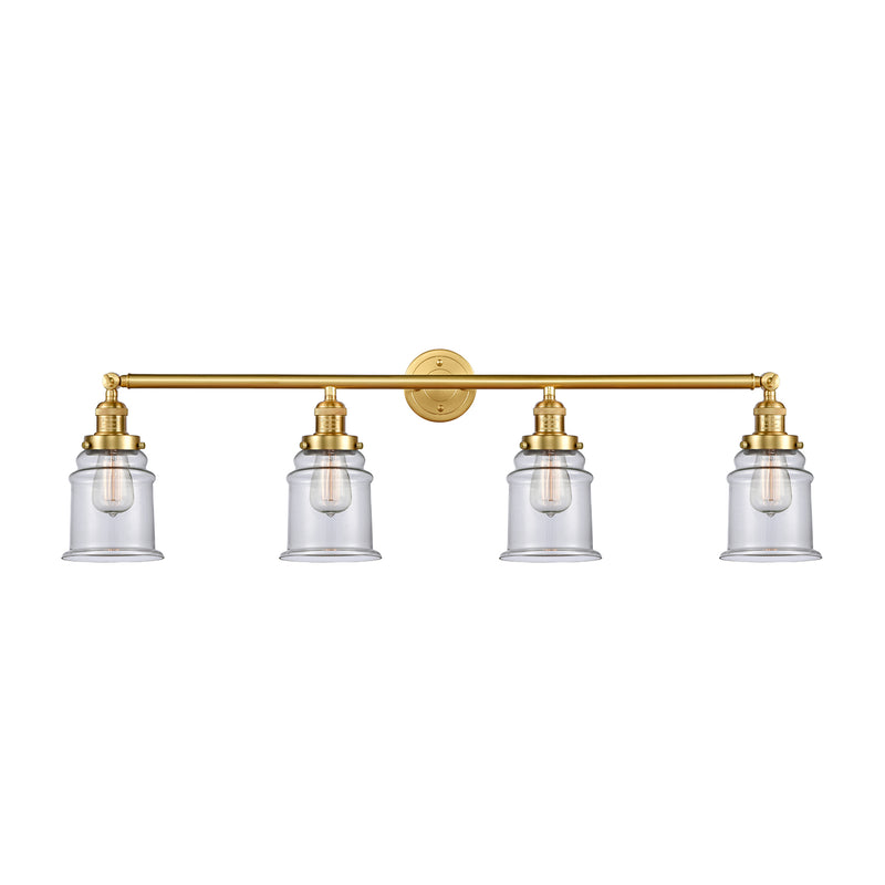 Canton Bath Vanity Light shown in the Satin Gold finish with a Clear shade