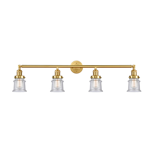 Canton Bath Vanity Light shown in the Satin Gold finish with a Seedy shade