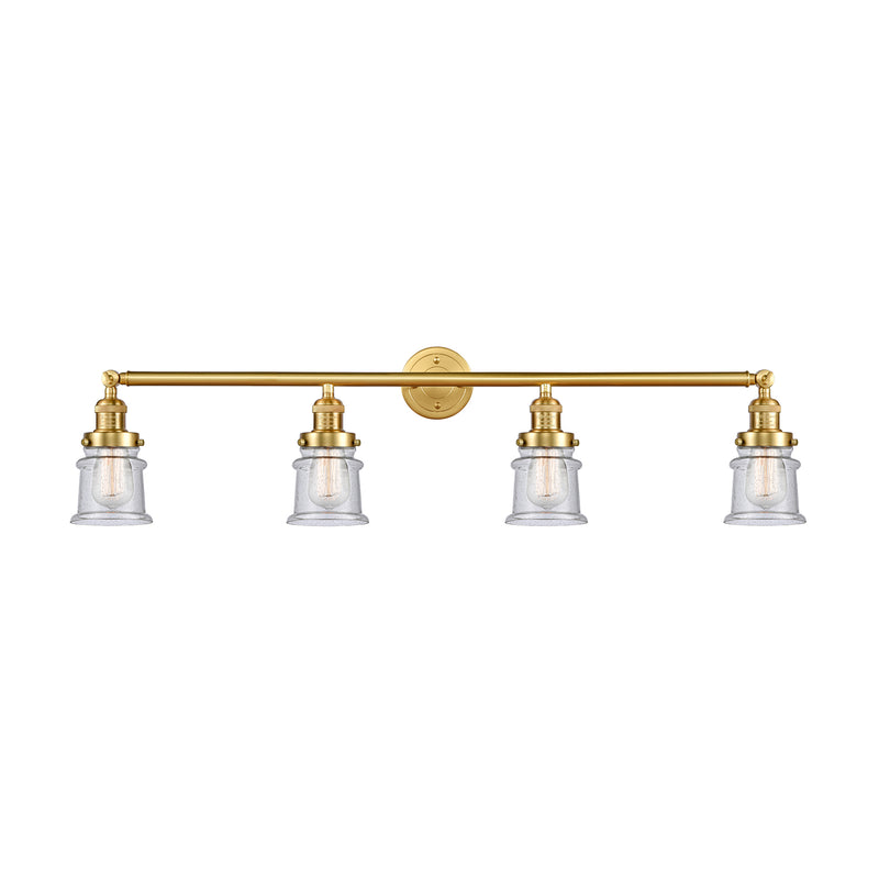 Canton Bath Vanity Light shown in the Satin Gold finish with a Seedy shade