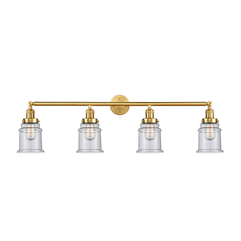 Canton Bath Vanity Light shown in the Satin Gold finish with a Seedy shade