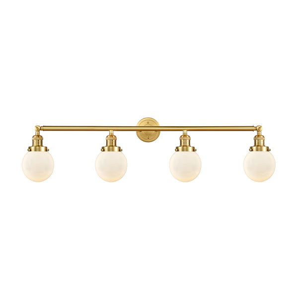 Beacon Bath Vanity Light shown in the Satin Gold finish with a Matte White shade