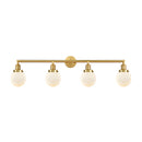 Beacon Bath Vanity Light shown in the Satin Gold finish with a Matte White shade