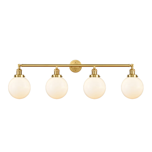 Beacon Bath Vanity Light shown in the Satin Gold finish with a Matte White shade