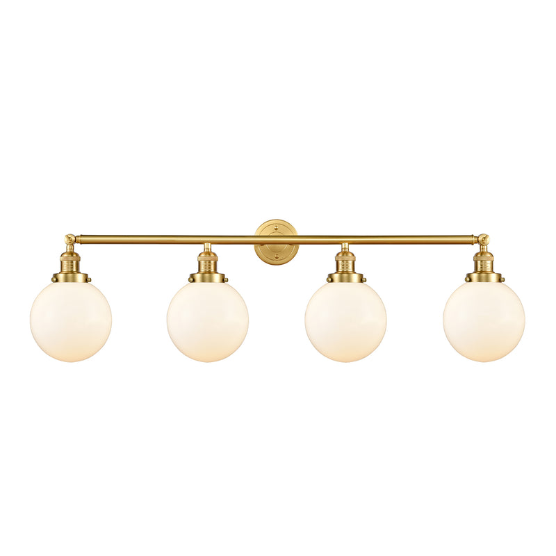 Beacon Bath Vanity Light shown in the Satin Gold finish with a Matte White shade