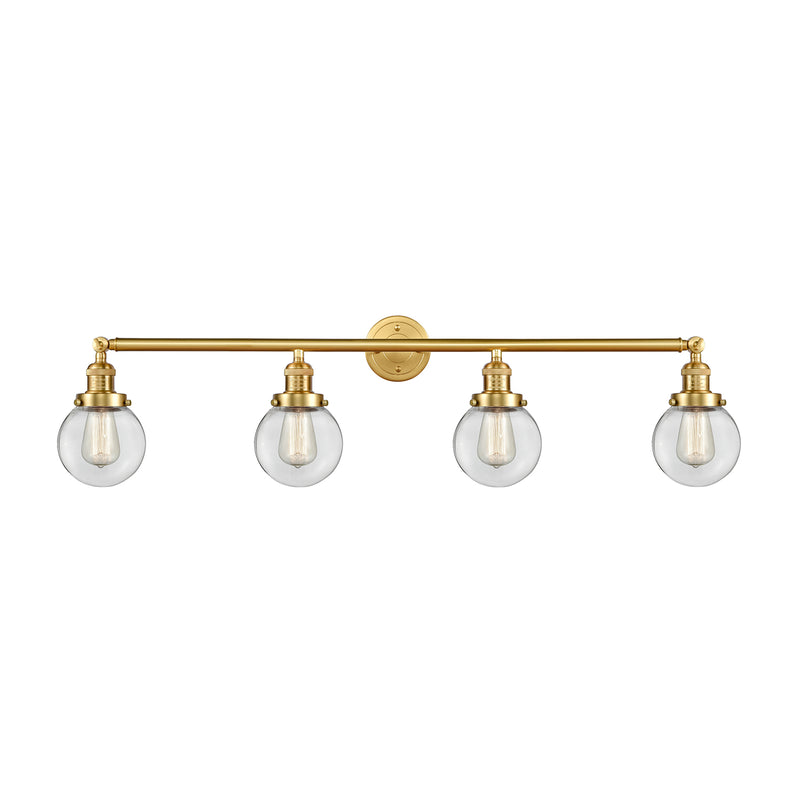 Beacon Bath Vanity Light shown in the Satin Gold finish with a Clear shade