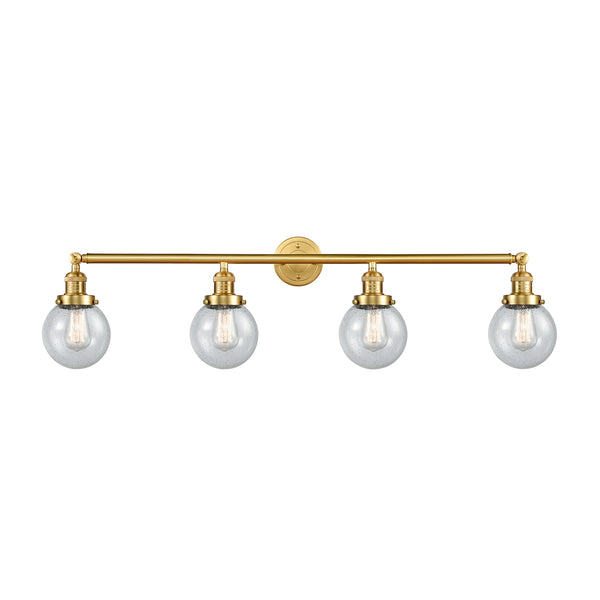 Beacon Bath Vanity Light shown in the Satin Gold finish with a Seedy shade