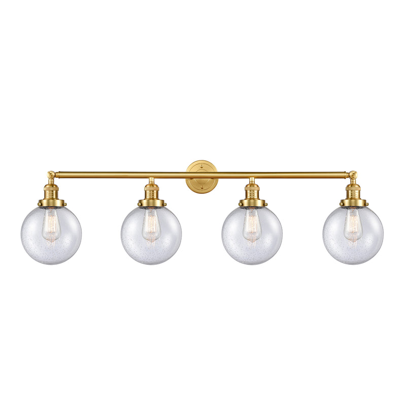 Beacon Bath Vanity Light shown in the Satin Gold finish with a Seedy shade