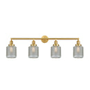 Stanton Bath Vanity Light shown in the Satin Gold finish with a Clear Wire Mesh shade