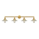 Halophane Bath Vanity Light shown in the Satin Gold finish with a Clear Halophane shade