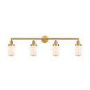 Dover Bath Vanity Light shown in the Satin Gold finish with a Matte White shade