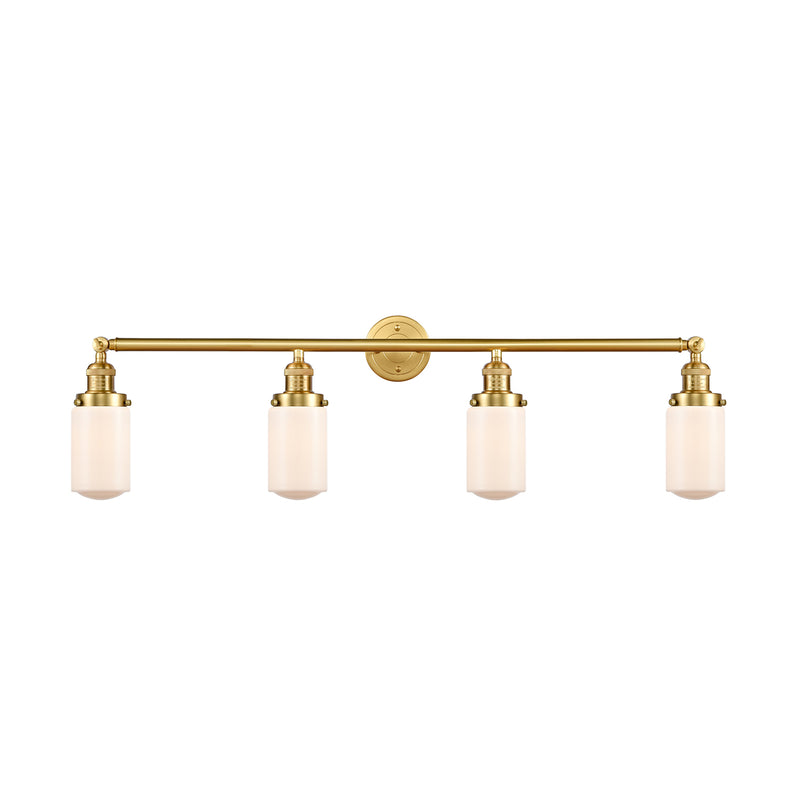 Dover Bath Vanity Light shown in the Satin Gold finish with a Matte White shade