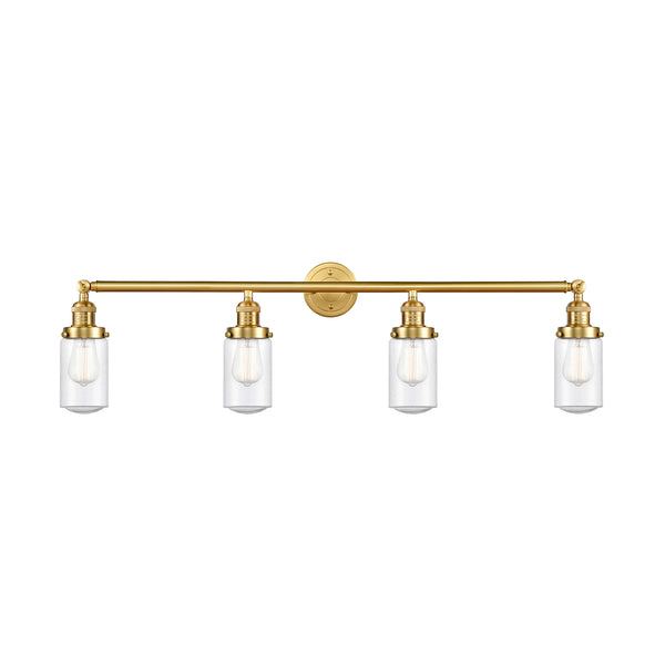 Dover Bath Vanity Light shown in the Satin Gold finish with a Seedy shade