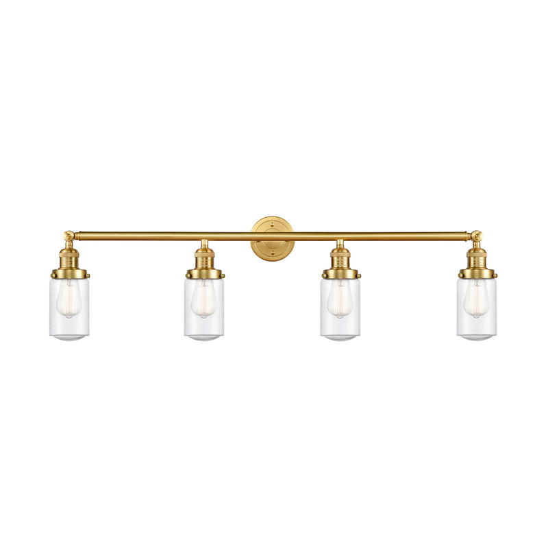 Dover Bath Vanity Light shown in the Satin Gold finish with a Seedy shade