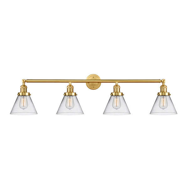 Cone Bath Vanity Light shown in the Satin Gold finish with a Clear shade