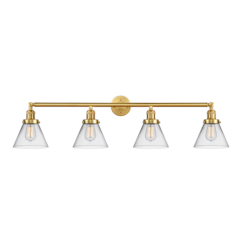 Cone Bath Vanity Light shown in the Satin Gold finish with a Clear shade