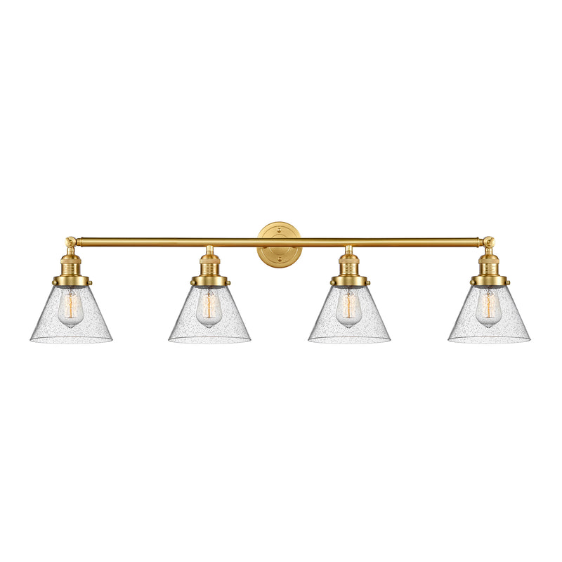 Cone Bath Vanity Light shown in the Satin Gold finish with a Seedy shade