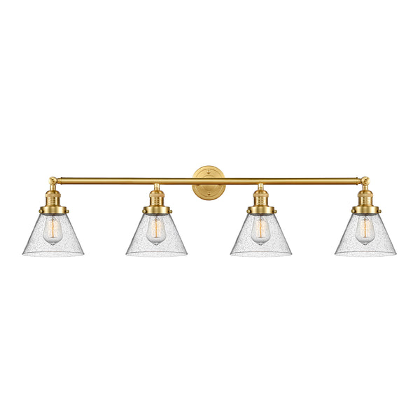 Cone Bath Vanity Light shown in the Satin Gold finish with a Seedy shade