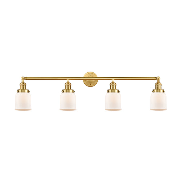 Bell Bath Vanity Light shown in the Satin Gold finish with a Matte White shade