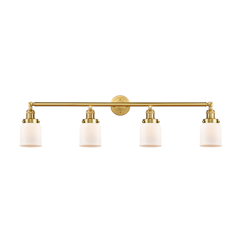 Bell Bath Vanity Light shown in the Satin Gold finish with a Matte White shade