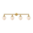 Oxford Bath Vanity Light shown in the Satin Gold finish with a Matte White shade