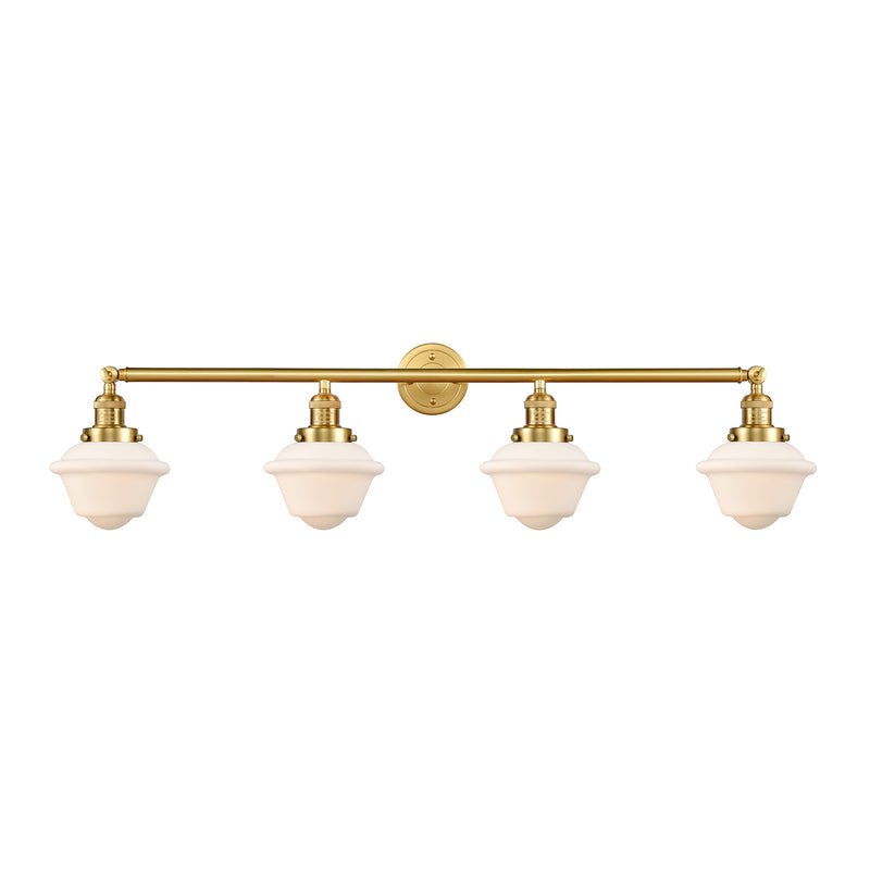 Oxford Bath Vanity Light shown in the Satin Gold finish with a Matte White shade