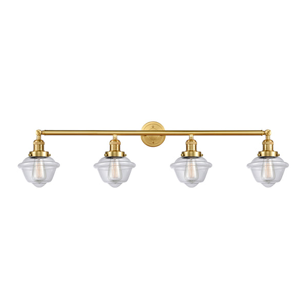 Oxford Bath Vanity Light shown in the Satin Gold finish with a Clear shade