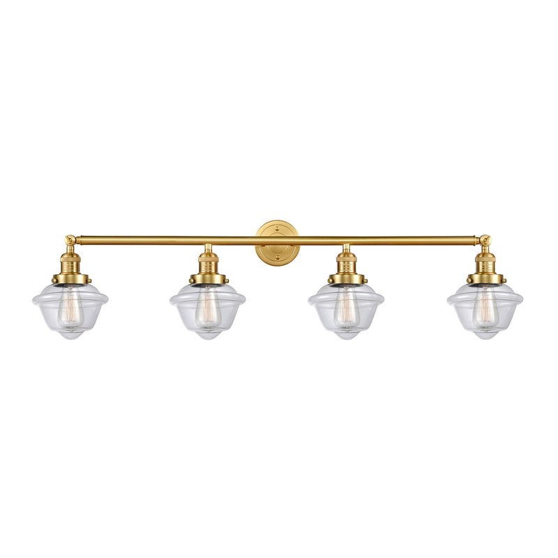 Oxford Bath Vanity Light shown in the Satin Gold finish with a Clear shade