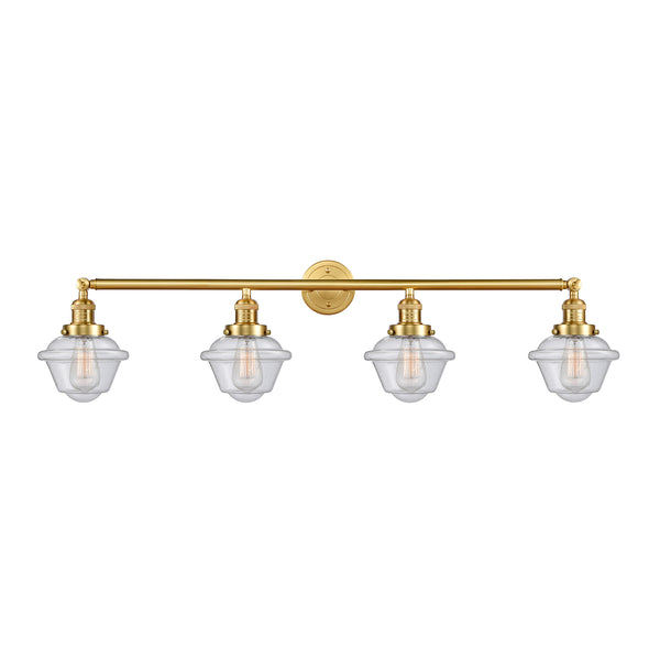 Oxford Bath Vanity Light shown in the Satin Gold finish with a Seedy shade