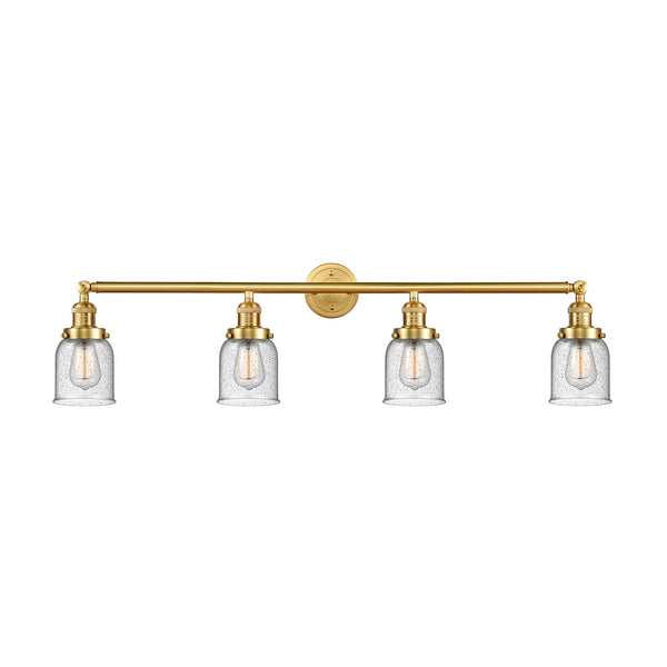 Bell Bath Vanity Light shown in the Satin Gold finish with a Seedy shade