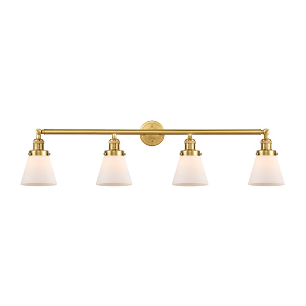 Cone Bath Vanity Light shown in the Satin Gold finish with a Matte White shade