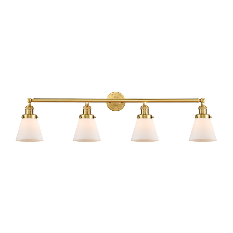 Cone Bath Vanity Light shown in the Satin Gold finish with a Matte White shade